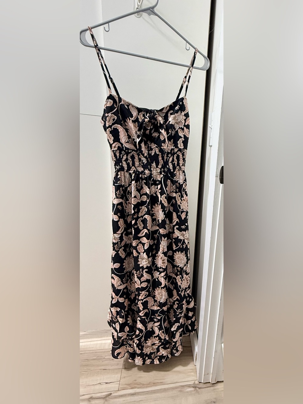 Grace Karin Black Maxi Dress with Blush Floral Print Size Small